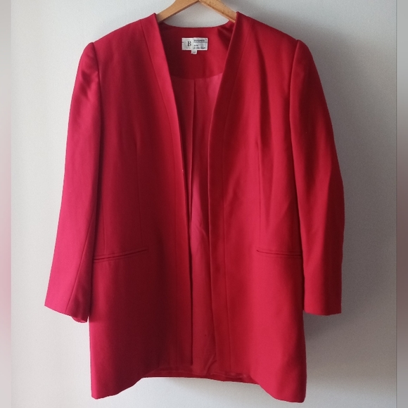 ♥️Jeremy Scott Braemar | Vintage 80s 90s Women's Red Wool Blazer | Size 12 - Picture 2 of 11